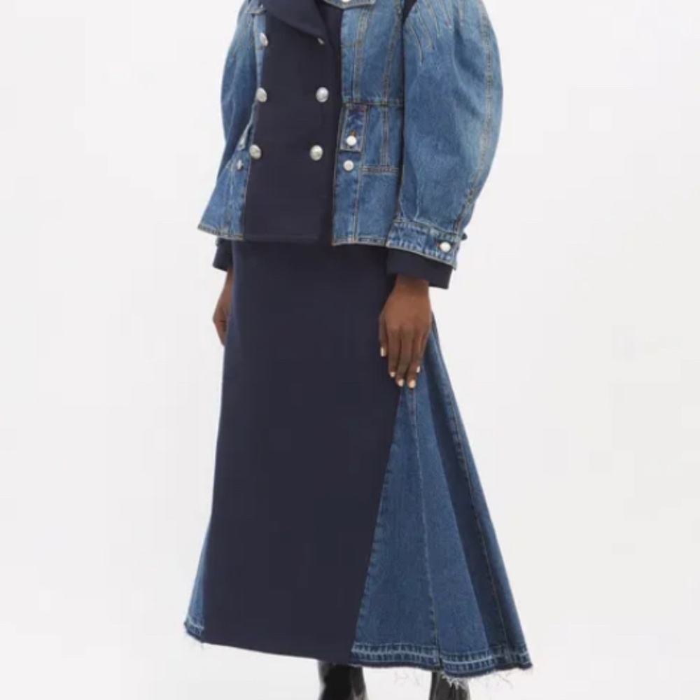 🔥ALEXANDER MCQUEEN Hybrid Peplum-Hem Denim And Wool-Blend Jacket🔥 - Picture 3 of 6
